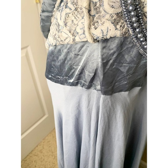 NWT Scala Blue Beaded Sequin Evening Gown Size L - Picture 10 of 12